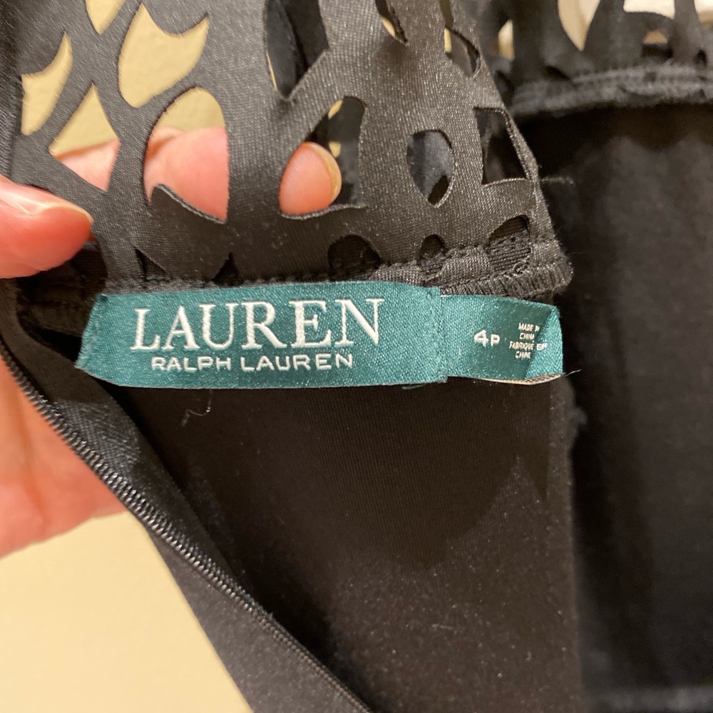 Gorgeous black Ralph Lauren dress with laser cut detail at neck and hem - Picture 7 of 10